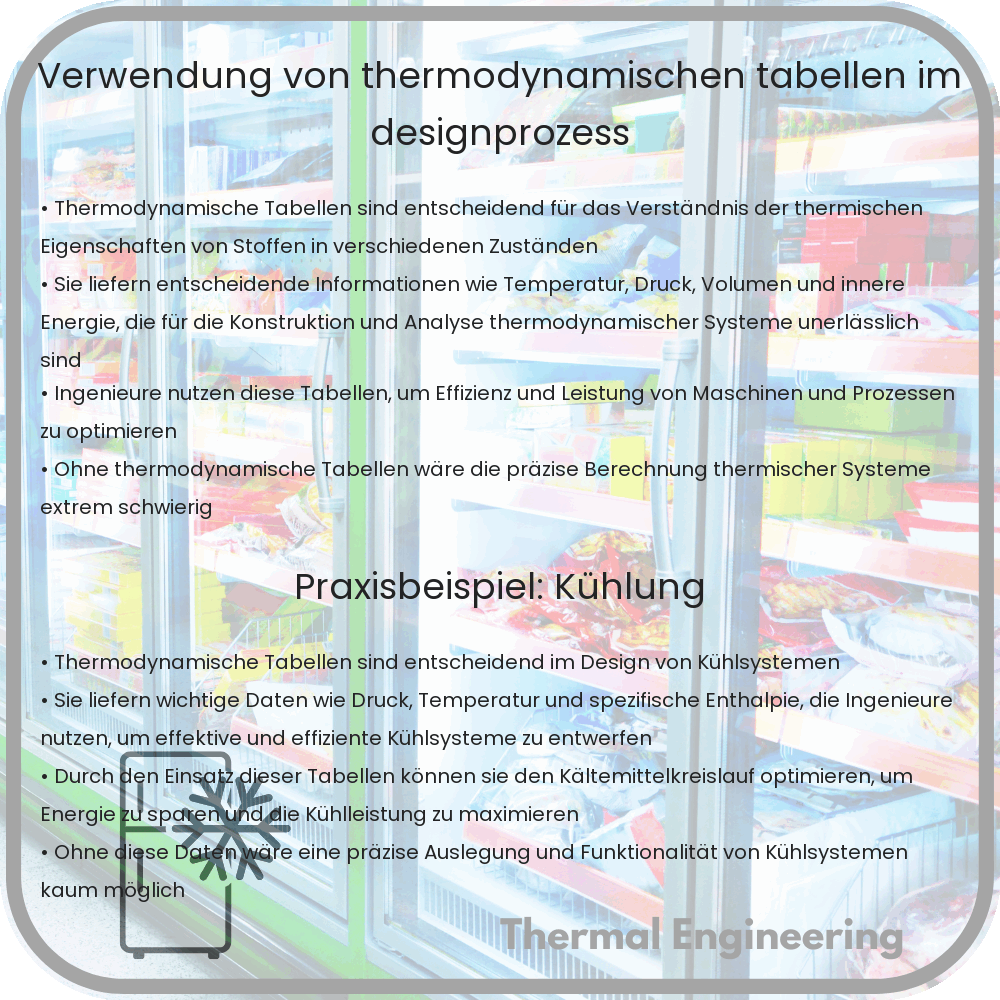 Verwendung von thermodynamischen Tabellen im Designprozess