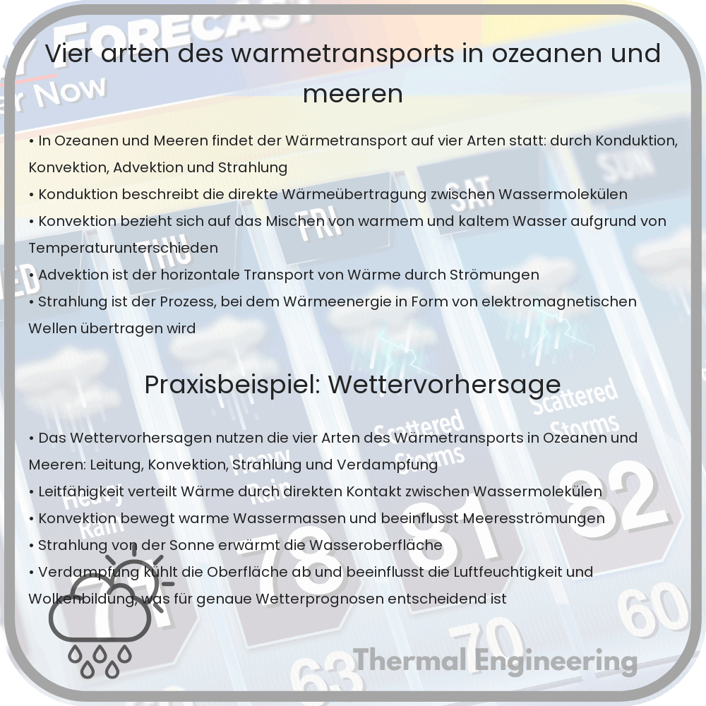 Vier Arten des Wärmetransports in Ozeanen und Meeren