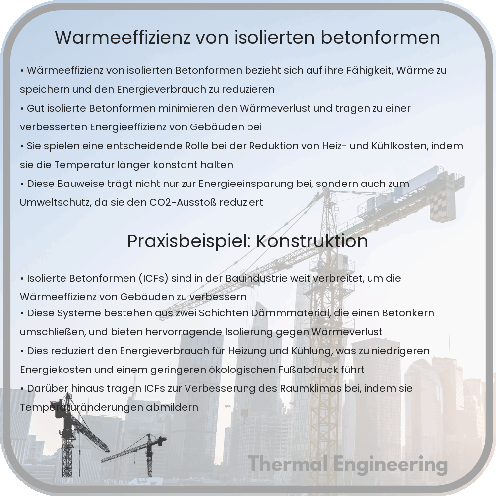Wärmeeffizienz von isolierten Betonformen