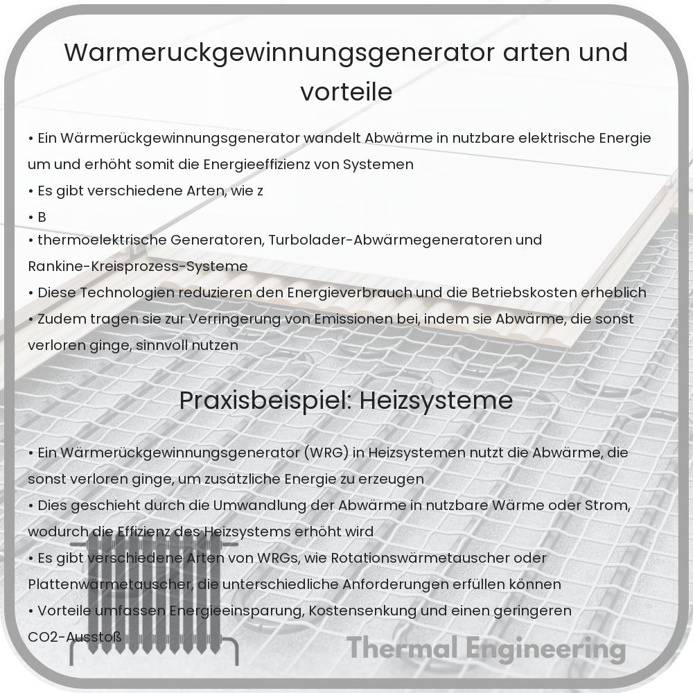 Wärmerückgewinnungsgenerator | Arten und Vorteile