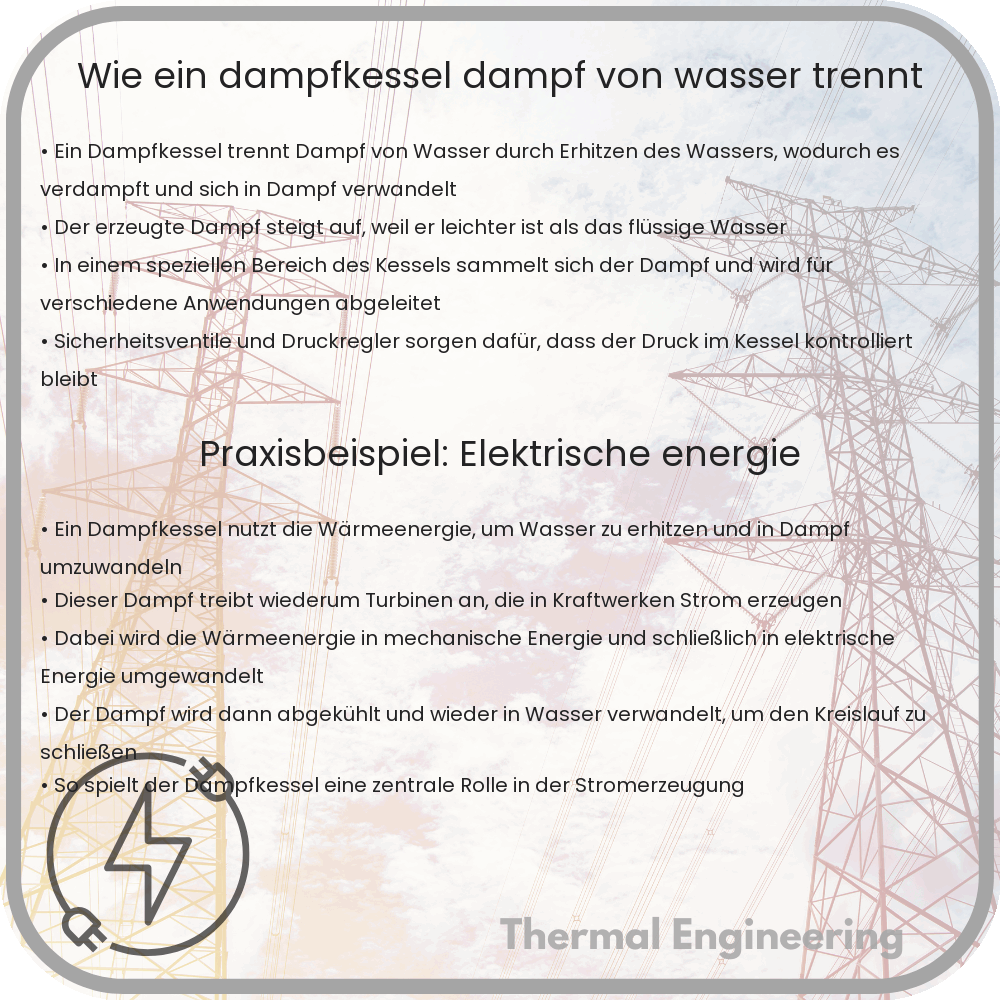 Wie ein Dampfkessel Dampf von Wasser trennt
