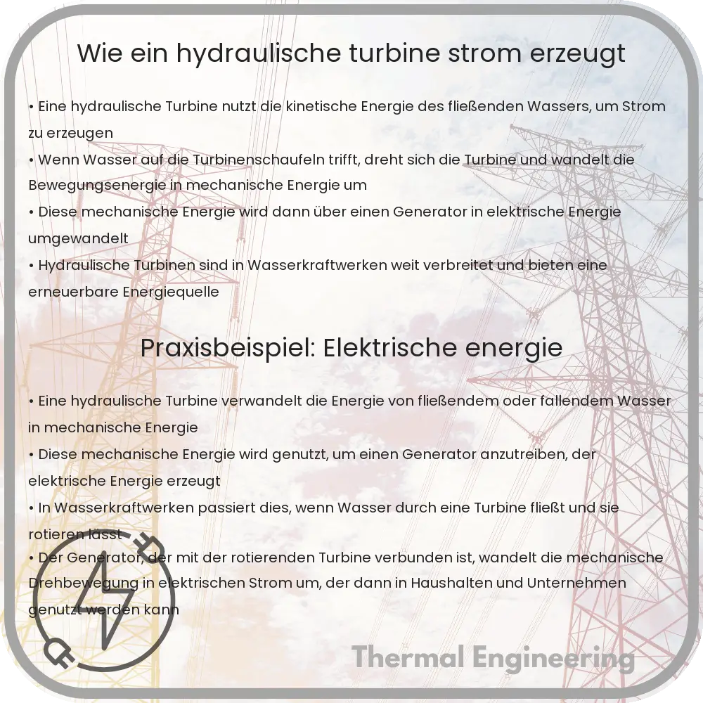 Wie ein hydraulische Turbine Strom erzeugt
