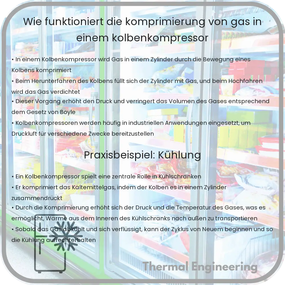 Wie funktioniert die Komprimierung von Gas in einem Kolbenkompressor?