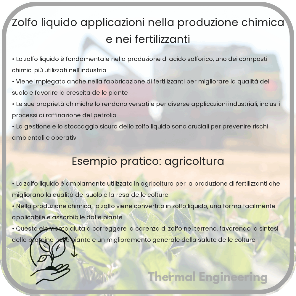 Zolfo Liquido | Applicazioni nella Produzione Chimica e nei Fertilizzanti