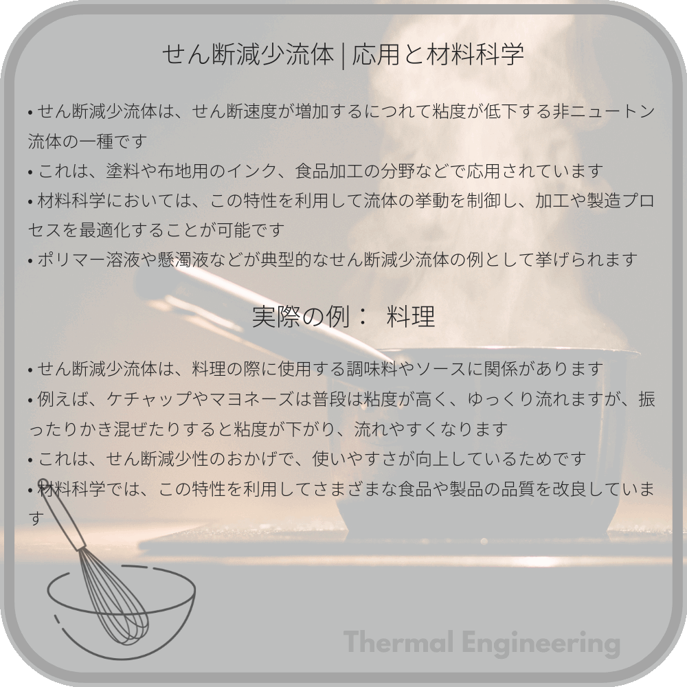 せん断減少流体 | 応用と材料科学