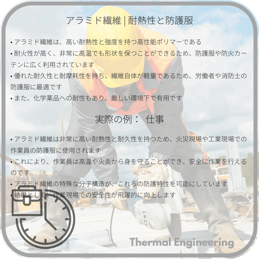 アラミド繊維 | 耐熱性と防護服