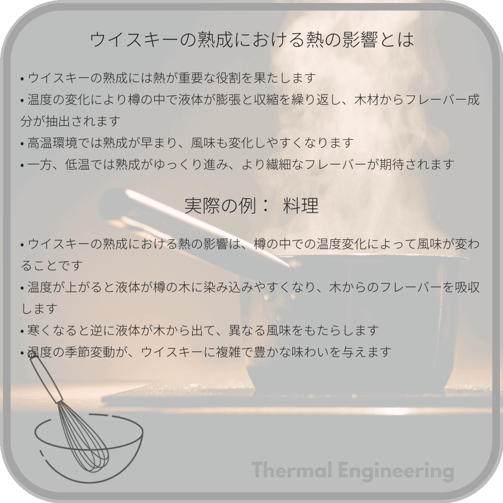 ウイスキーの熟成における熱の影響とは