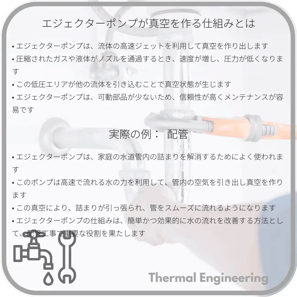 エジェクターポンプが真空を作る仕組みとは