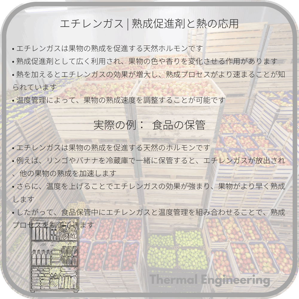 エチレンガス | 熟成促進剤と熱の応用