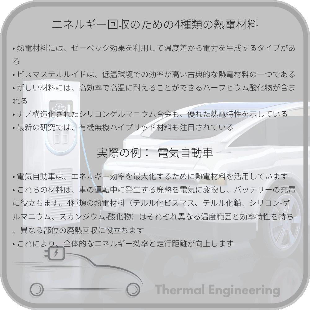 エネルギー回収のための4種類の熱電材料