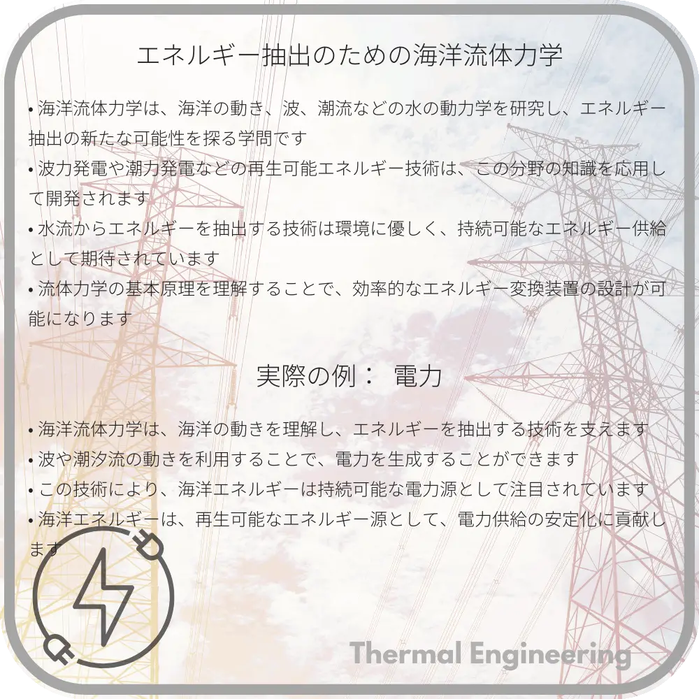 エネルギー抽出のための海洋流体力学