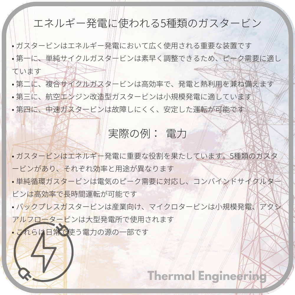 エネルギー発電に使われる5種類のガスタービン