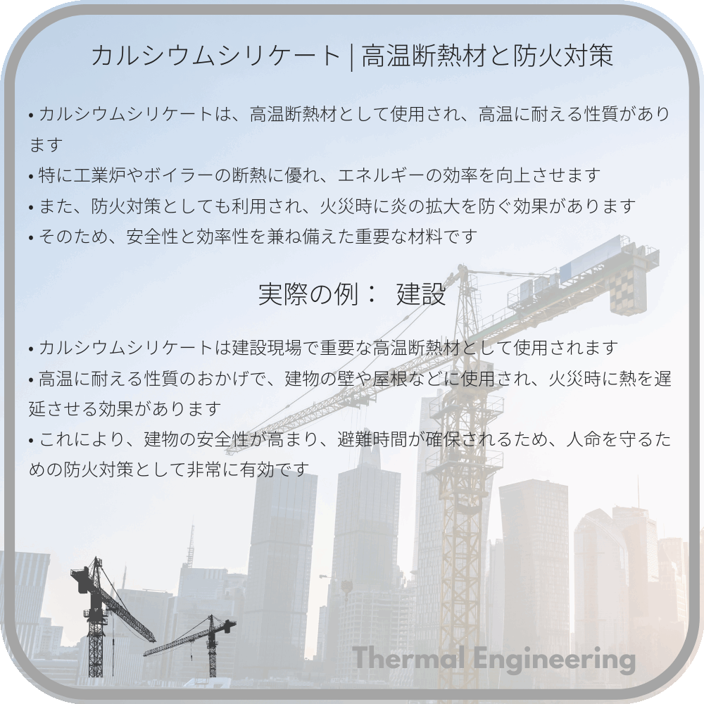 カルシウムシリケート | 高温断熱材と防火対策