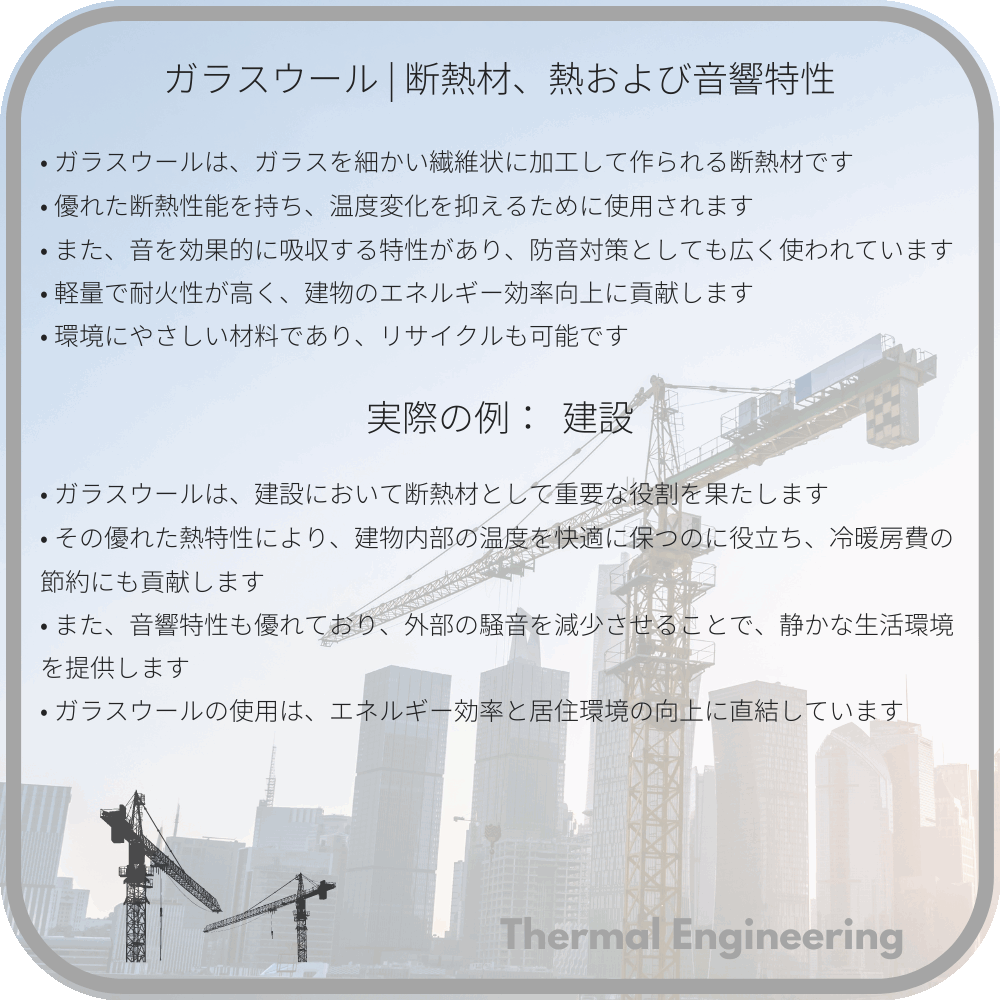 ガラスウール | 断熱材、熱および音響特性