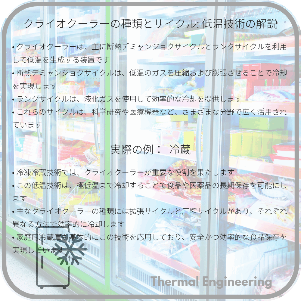 クライオクーラーの種類とサイクル: 低温技術の解説