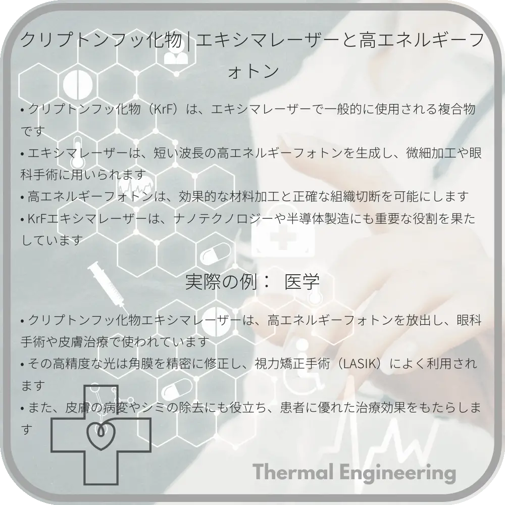 クリプトンフッ化物 | エキシマレーザーと高エネルギーフォトン