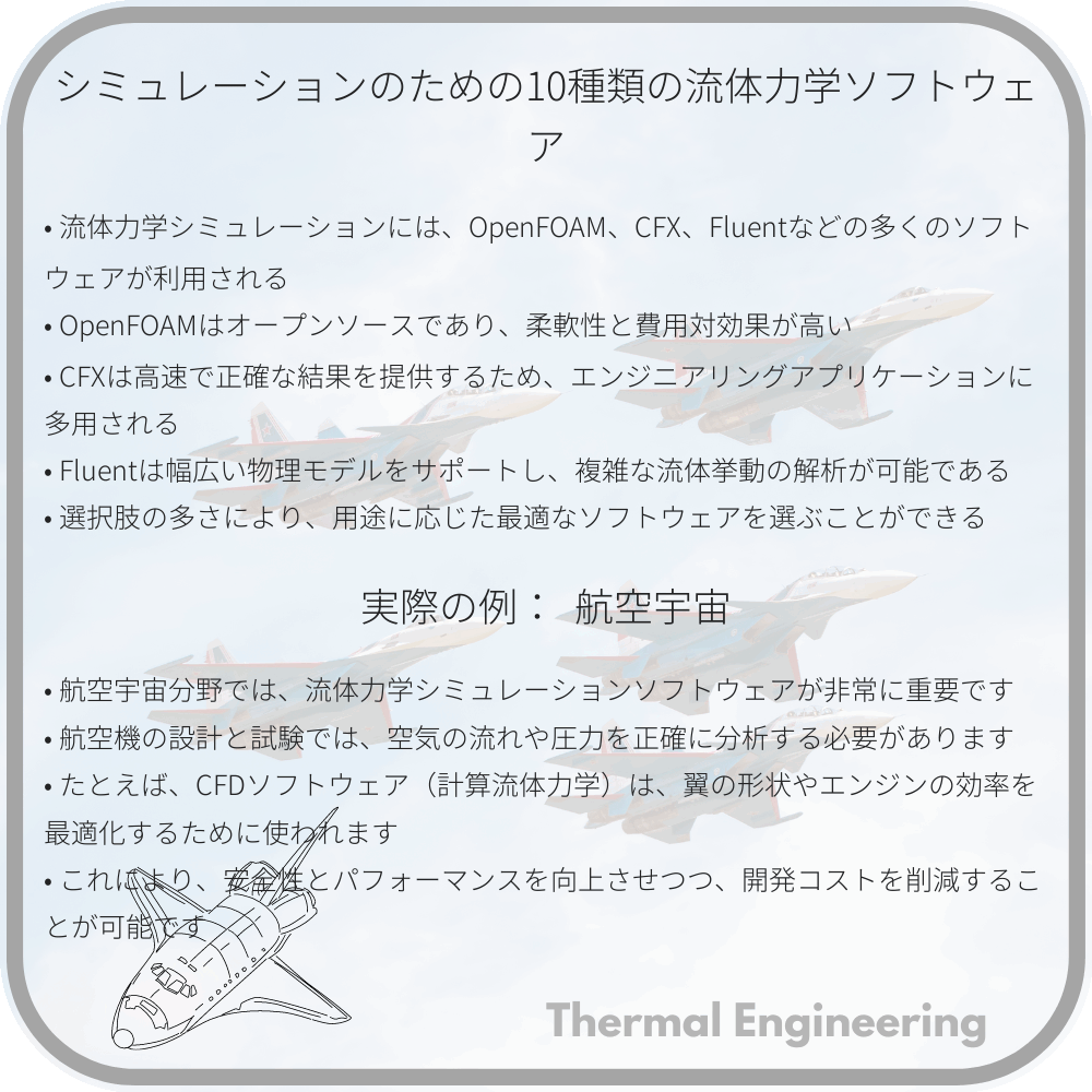 シミュレーションのための10種類の流体力学ソフトウェア