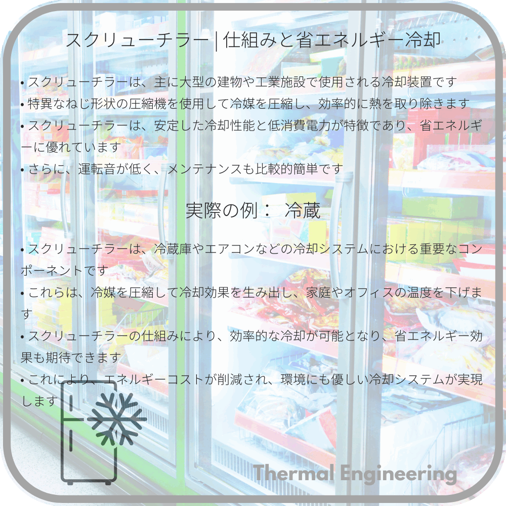 スクリューチラー | 仕組みと省エネルギー冷却