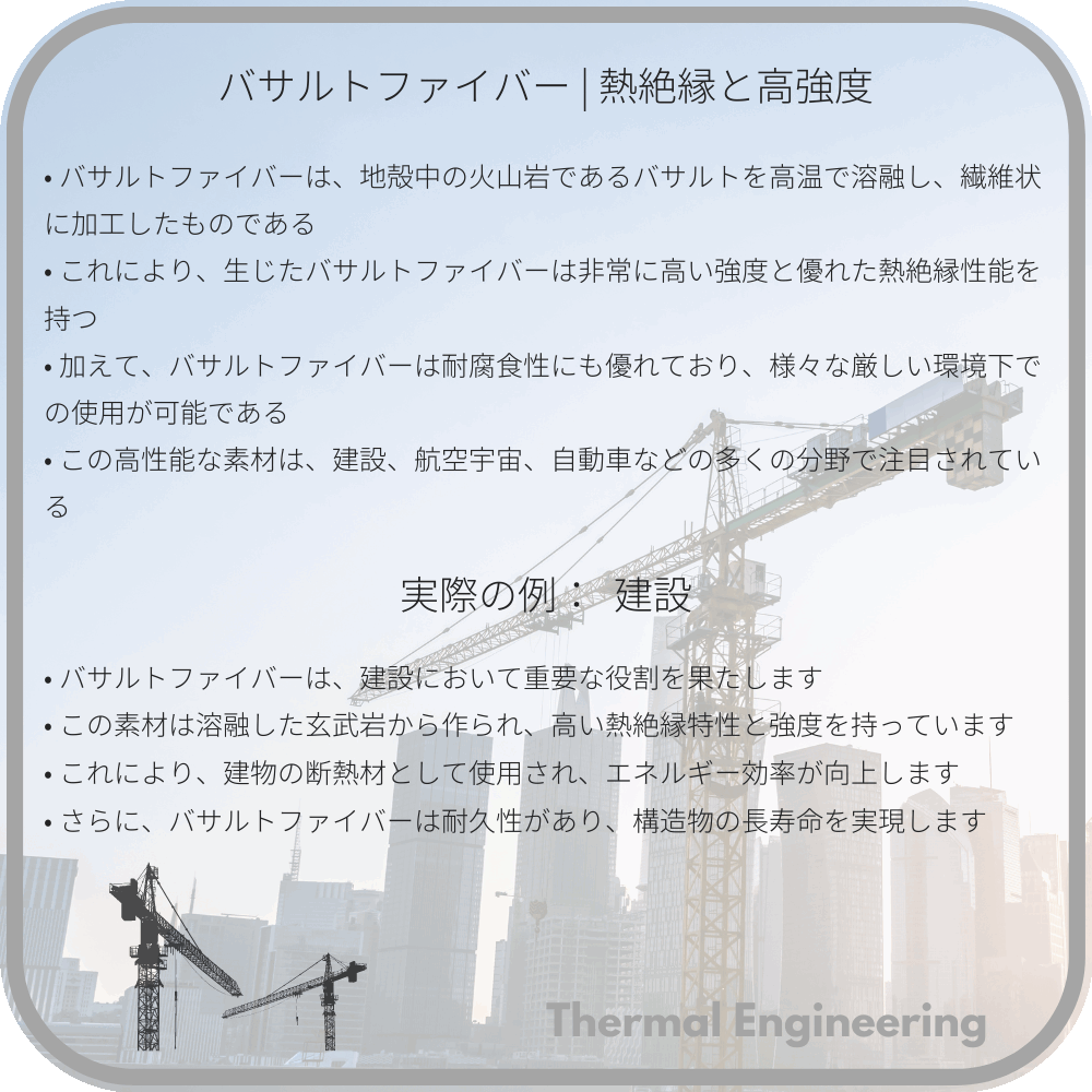 バサルトファイバー | 熱絶縁と高強度