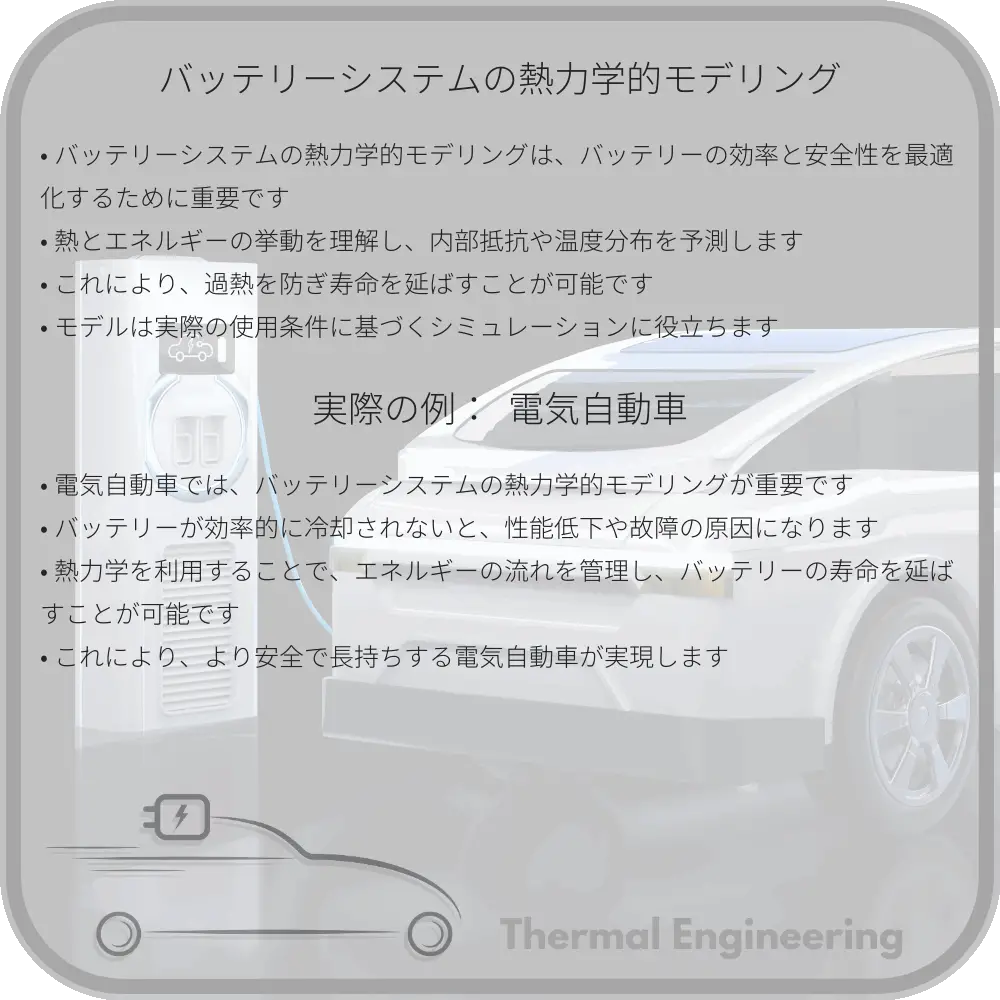 バッテリーシステムの熱力学的モデリング