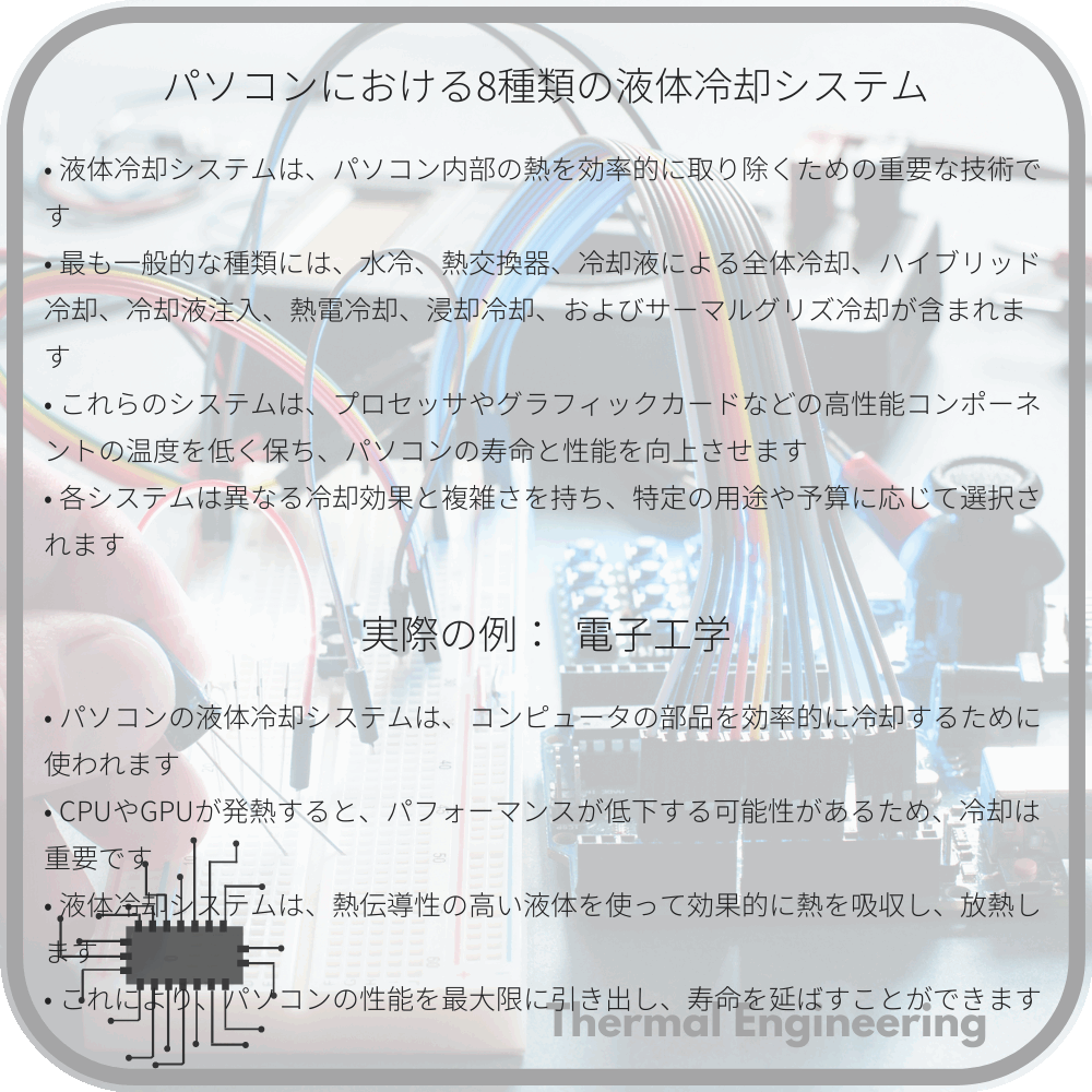 パソコンにおける8種類の液体冷却システム
