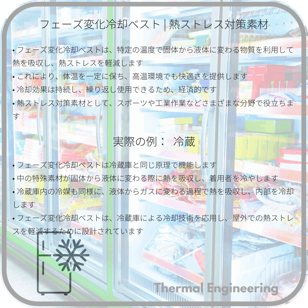 フェーズ変化冷却ベスト | 熱ストレス対策素材