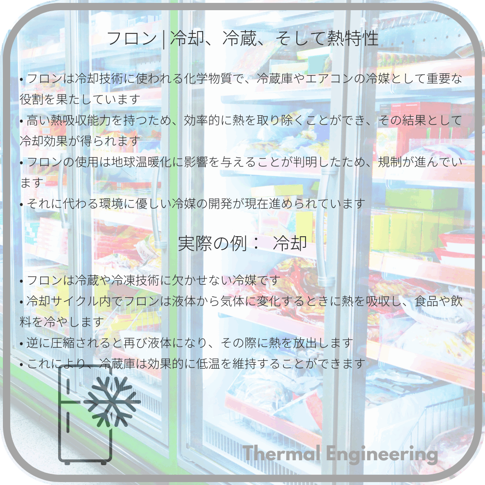 フロン | 冷却、冷蔵、そして熱特性