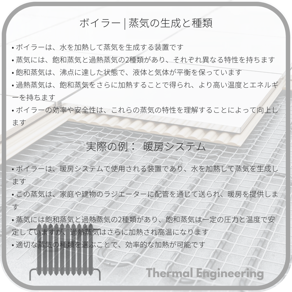 ボイラー | 蒸気の生成と種類