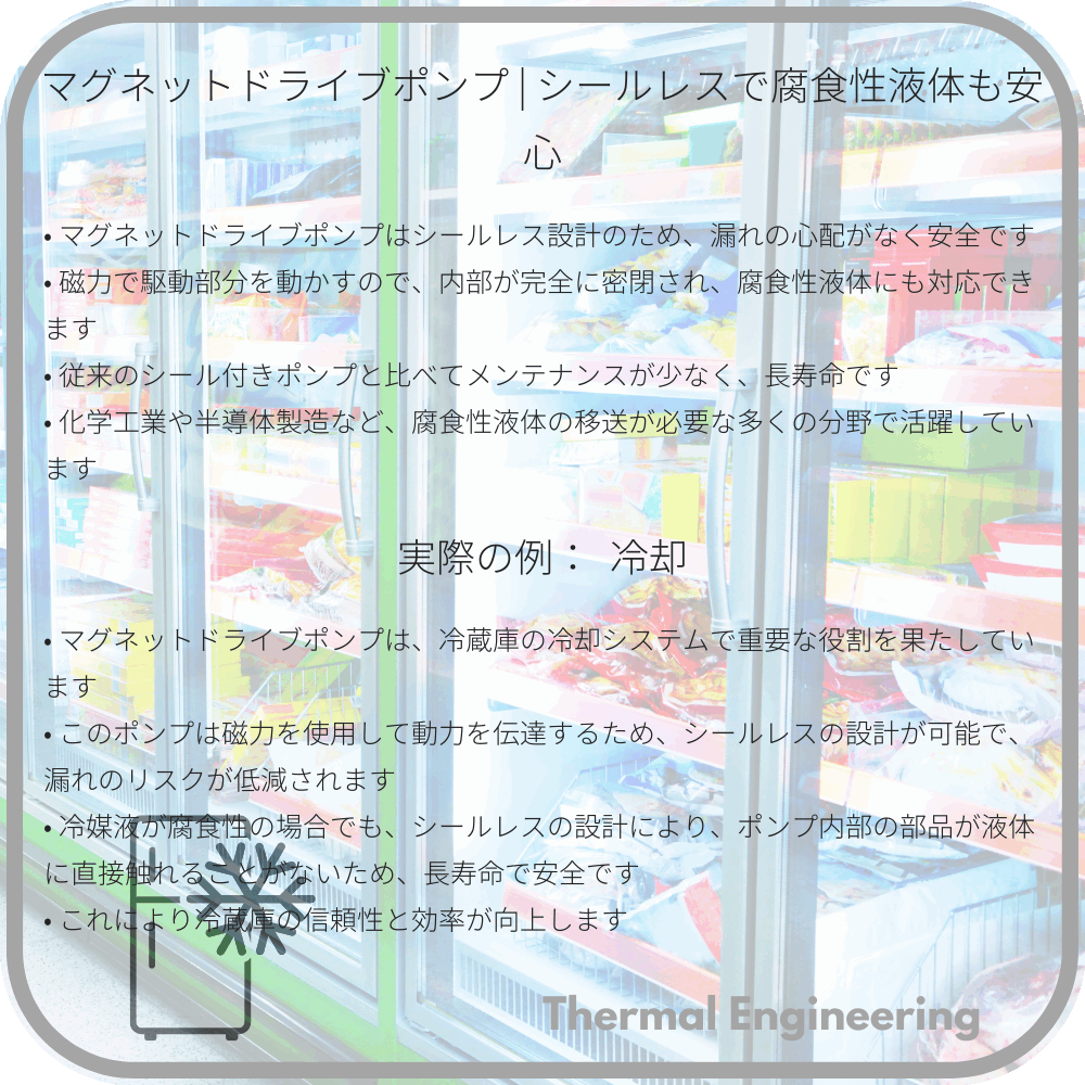 マグネットドライブポンプ | シールレスで腐食性液体も安心