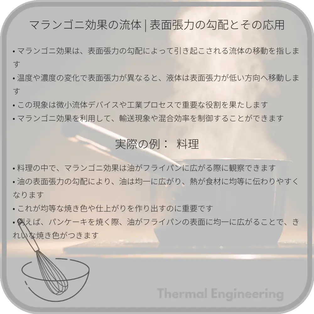 マランゴニ効果の流体 | 表面張力の勾配とその応用