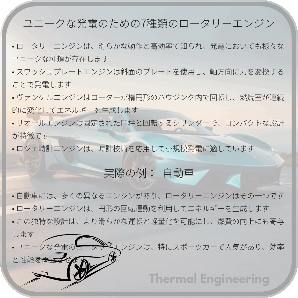 ユニークな発電のための7種類のロータリーエンジン