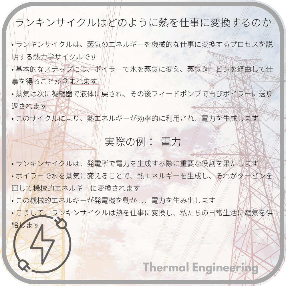 ランキンサイクルはどのように熱を仕事に変換するのか
