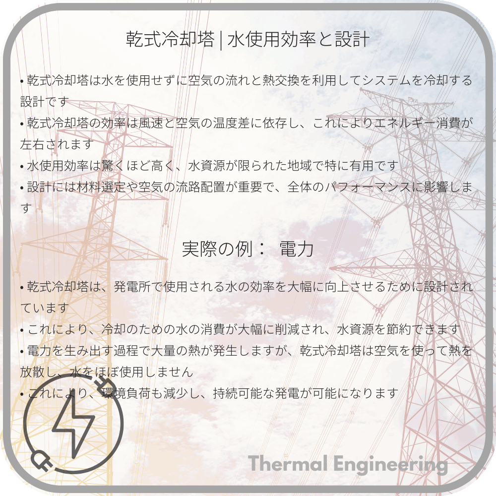 乾式冷却塔 | 水使用効率と設計