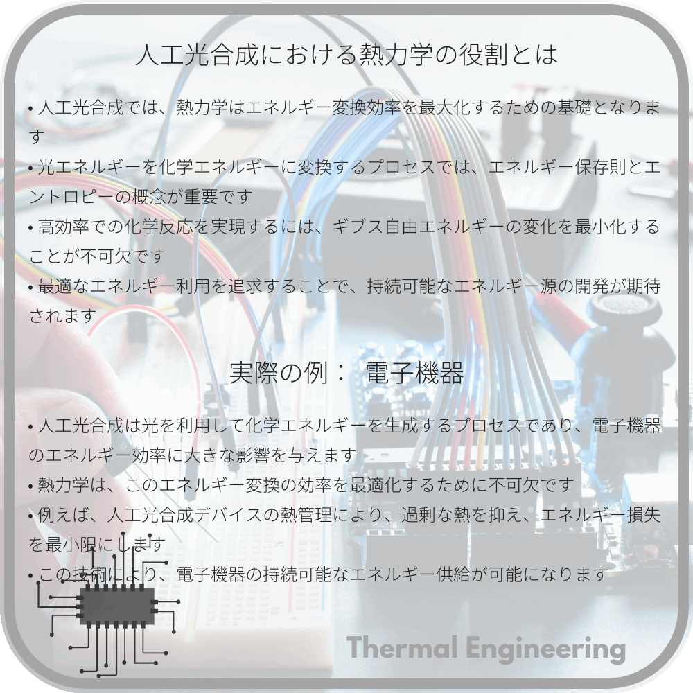 人工光合成における熱力学の役割とは