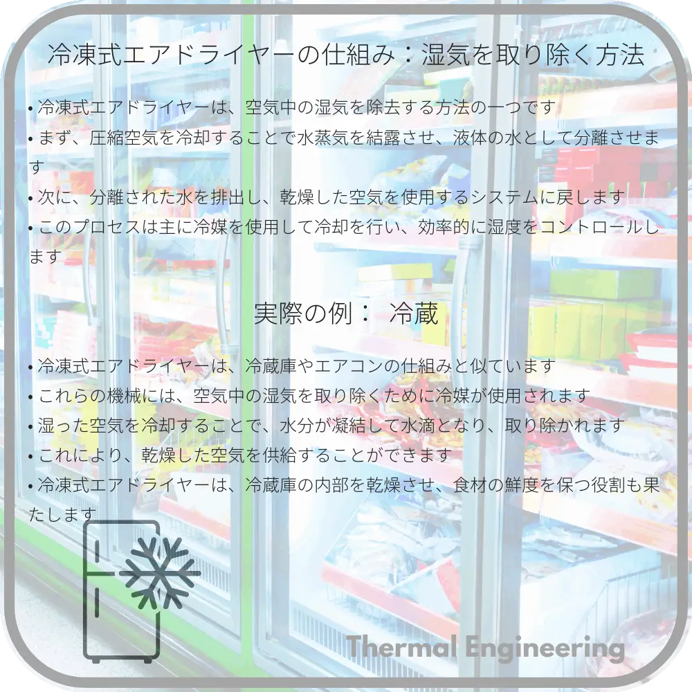 冷凍式エアドライヤーの仕組み：湿気を取り除く方法