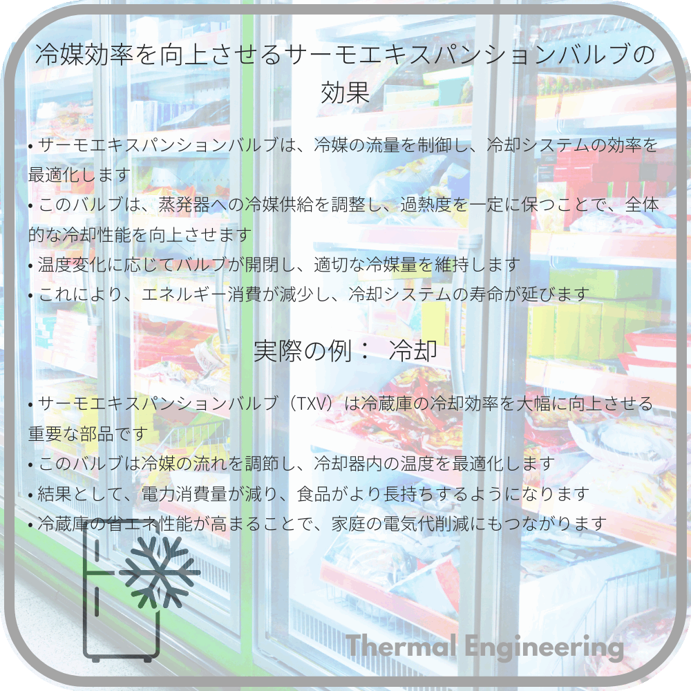 冷媒効率を向上させるサーモエキスパンションバルブの効果