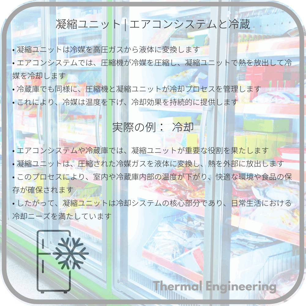 凝縮ユニット | エアコンシステムと冷蔵