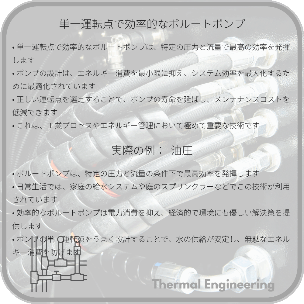 単一運転点で効率的なボルートポンプ