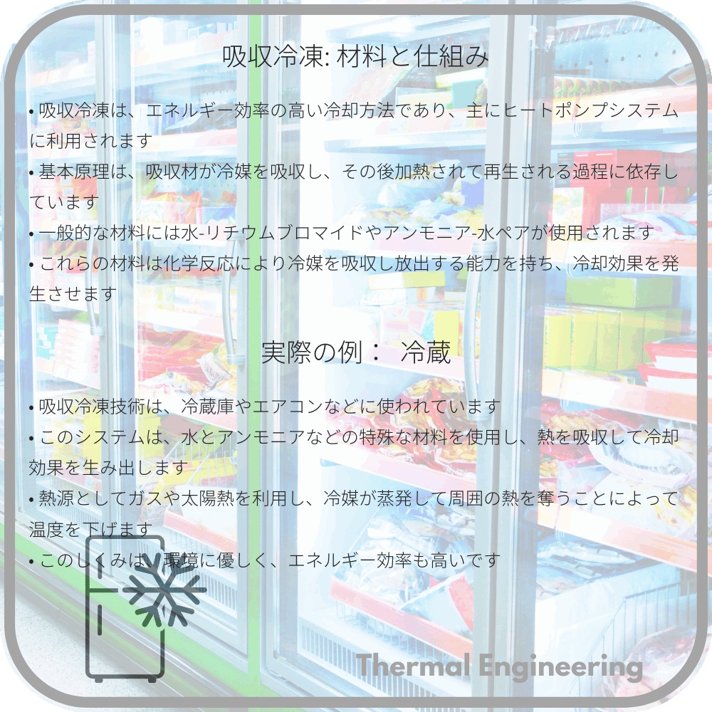 吸収冷凍: 材料と仕組み
