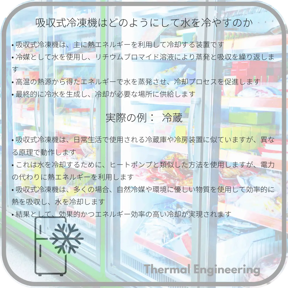 吸収式冷凍機はどのようにして水を冷やすのか