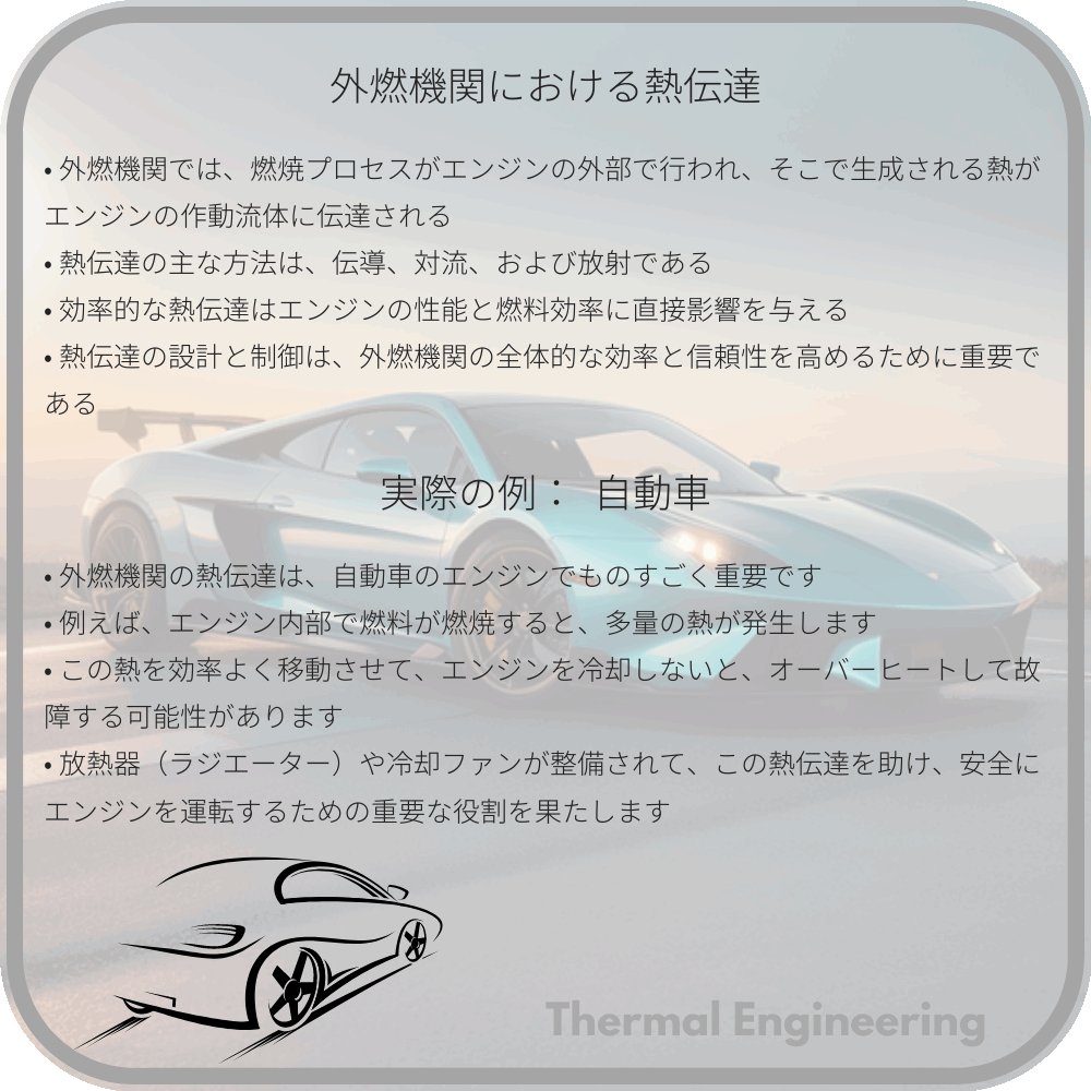外燃機関における熱伝達