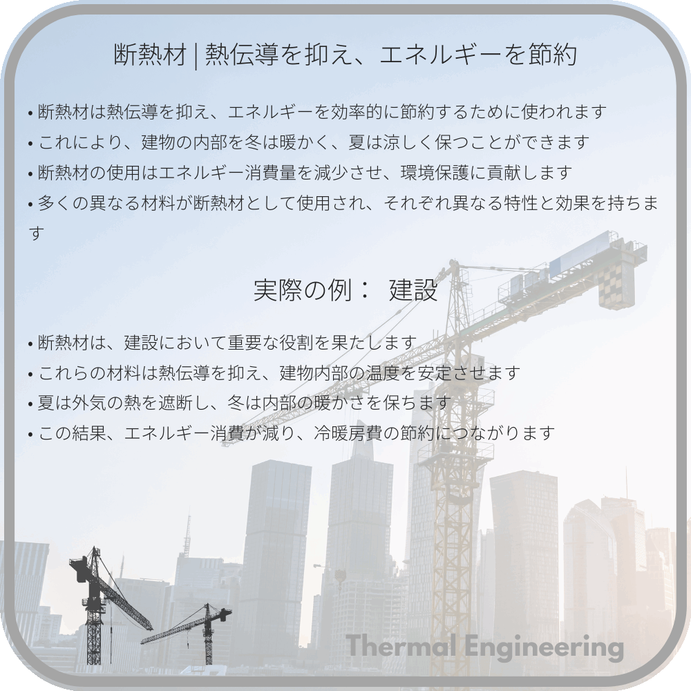 断熱材 | 熱伝導を抑え、エネルギーを節約