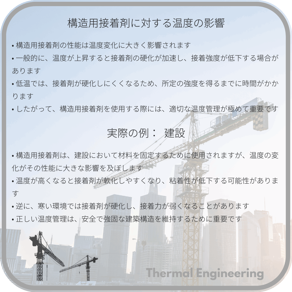 構造用接着剤に対する温度の影響