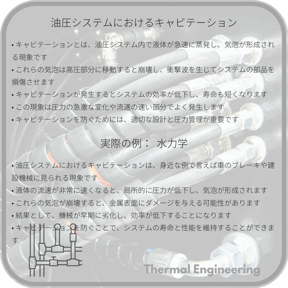 油圧システムにおけるキャビテーション