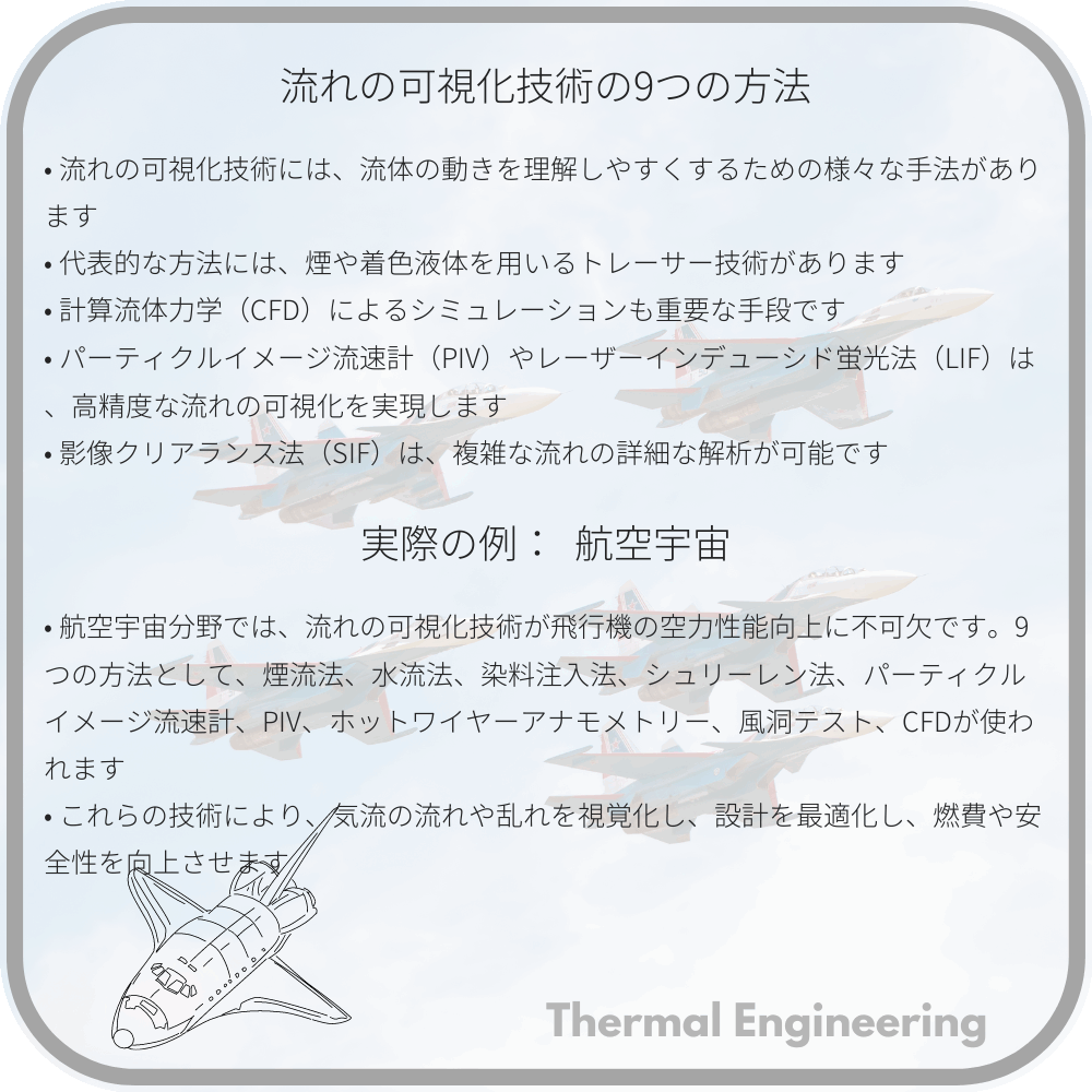 流れの可視化技術の9つの方法