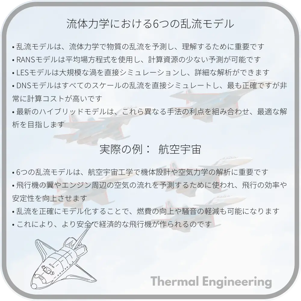 流体力学における6つの乱流モデル