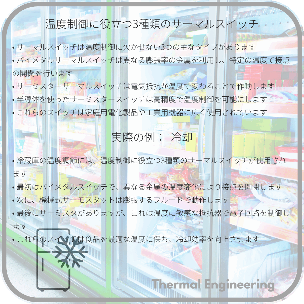 温度制御に役立つ3種類のサーマルスイッチ