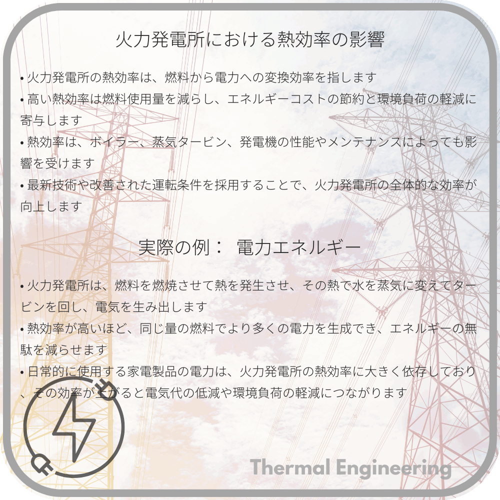 火力発電所における熱効率の影響