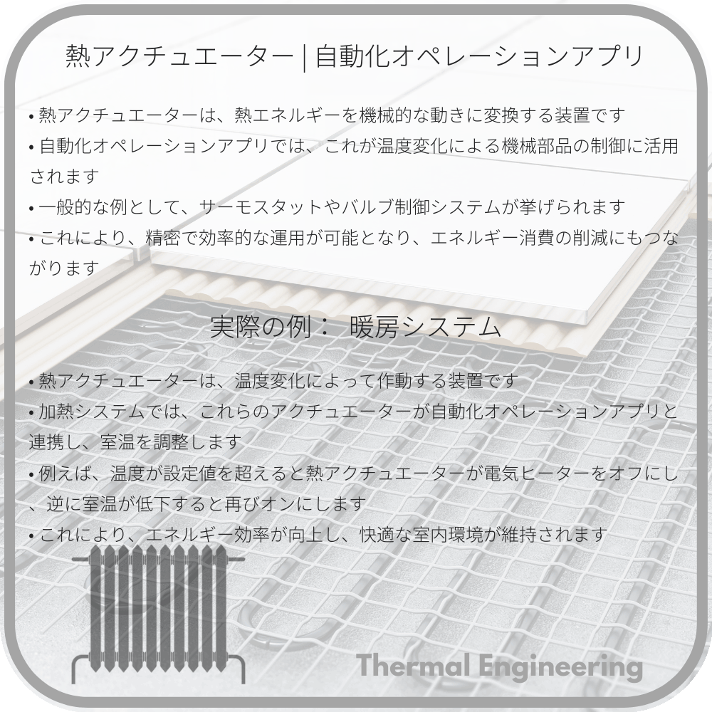 熱アクチュエーター | 自動化オペレーションアプリ