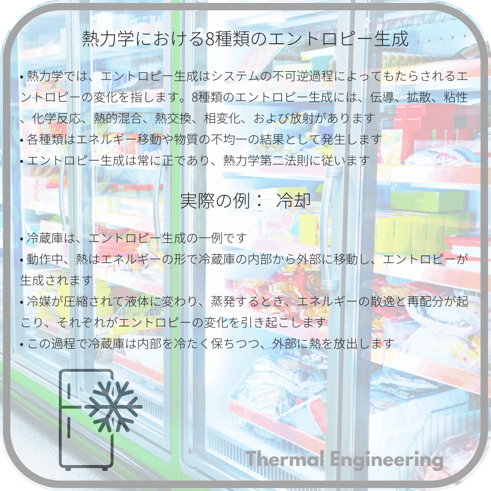 熱力学における8種類のエントロピー生成